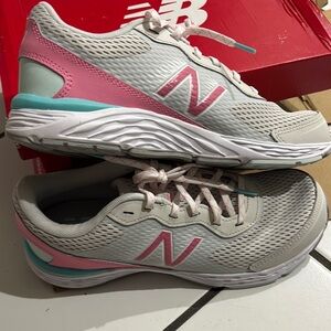 New Balance Girl’s Pink and Gray Running Shoes - Size 7